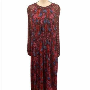 EUC Boden sz 14 sheer sleeve burgundy print dress.